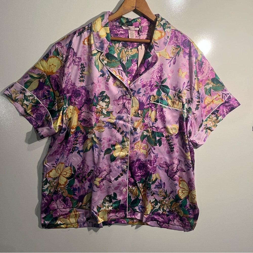 NWT Victoria’s Secret Tshirt & Shorts Pajama Sleepwear Set Butterfly Floral XL